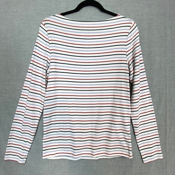 GAP Shirt Long Sleeve Tee Striped Sz Large Boat Neck Cotton Blend Soft - Picture 2 of 8